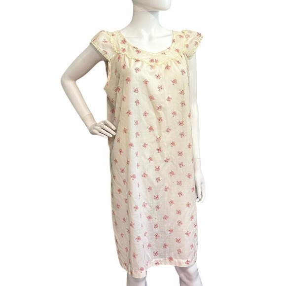 Other - Vintage‎ Cottagecore Floral Dress Sleeveless Lace Trimmed Nightgown Sun Dress